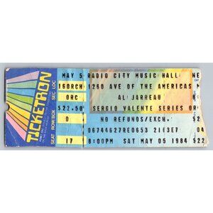 Vintage 1984 Ticketron Al Jarreau Radio City Music Hall Concert Ticket Stub